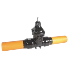 Газовая задвижка AVK чугунная Д=150/160мм с ПЭ патрубками (с телескопом 105-175см)