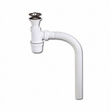 Сифон бутылочный для нержавеющей мойки (гофроколено 65см) белый (30980114)