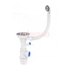 Сифон бутылочный "ЭЛИТ" нержавеющая чашка Д=112мм, отвод для стиральной машины, круглый перелив (11/2) (30986177)