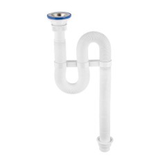 Сифон для мойки гофрированный белый "Vir" д.70мм для нержавеющей мойки и фаянс (30980312)