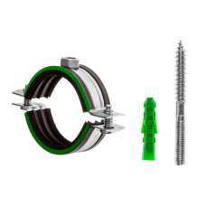 Хомут стальной с резиновой прокладкой Двн20-24 (1/2") М8+шпилька/дюбель